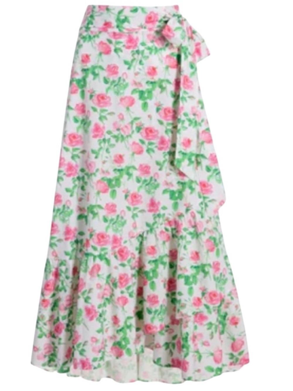 Hill House Pink & Green Floral Wrap Maxi Skirt